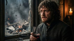 Tyrion Lannister privește spre haosul din King's Landing — Game of thrones sezonul 8 Fundal