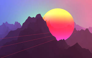 Temă retro wave frumoasă de apus pentru Macbook