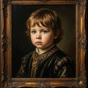Un portret de tapet în stil renascentist clasic al lui Butters ca un copil nobil. — Pixel Watch Fundal