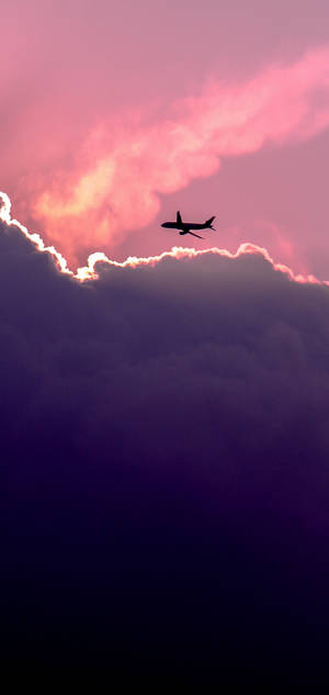 Fond de ecran S10 Cer Roz Siluetă Avion — iPhone Air Fundal