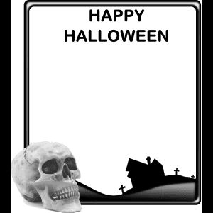 Salut de Halloween cu Craniu și Siluetă