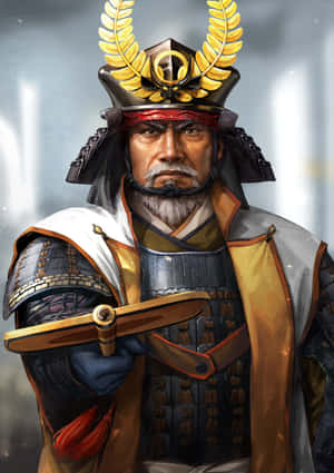 Samurai al Shogunatului Tokugawa în Armură Tradițională — iPhone Duo Fundal