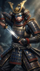 Tapet anime cool cu un samurai care scoate sabia. imagine de fundal