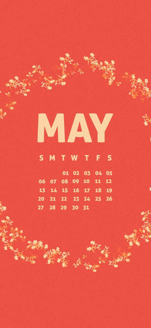 Calendar roșu de mai cu flori wallpaper. — iPhone 12 mini Fundal