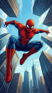 Spiderman vectorial plat dinamic sărind de pe un zgârie-nori — iPhone 6 Fundal