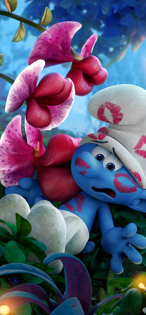 Wallpaper telefon The Smurfs Sărutări de Flori. — iPhone 13 Mini Fundal