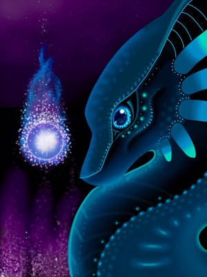 Dragon Ball dragon albastru privind o minge violetă de foc, personaj anime. — Dragon ball z GIF Fundal