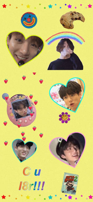 Tapet scrapbook coreean Kidcore. — iPhone 13 Mini Fundal