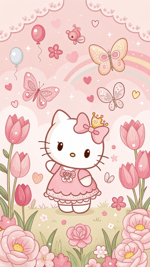 Sanrio,Visător,Capricios,Roz,Kawaii,Drăguț,Curcubeu,Baloane,Hello Kitty