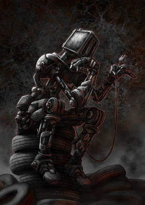 Wallpaper robot trist artistic — OnePlus Pad 3 Fundal