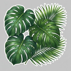 Set de autocolante cu frunze tropicale în verde. — Tecno Phantom V Flip Fundal