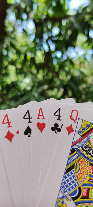 Set de cinci cărți de joc Rummy — 20:9 Fundal