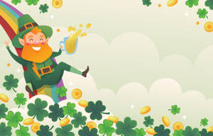 Sfântul Patrick cu un Leprechaun Animat — Drăguț desen animat Fundal