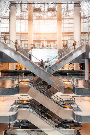 Tapet Shopping mall metal escalators — 2:3 Fundal