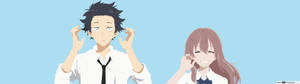 Wallpaper minimal A Silent Voice Shouko Shoya — 3840x1080 Fundal