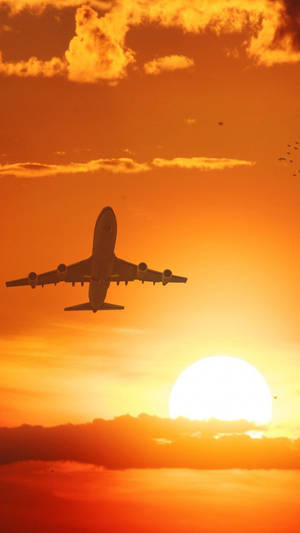 Siluetă de Avion la Apus Android