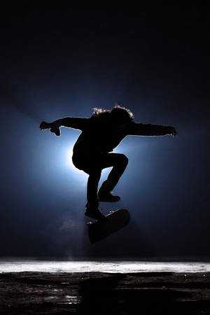 Siluetă skateboarding sport wallpaper pentru mobil. — 2:3 Fundal
