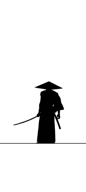 Siluetă Samurai Albă iPhone — iPhone 15 Fundal