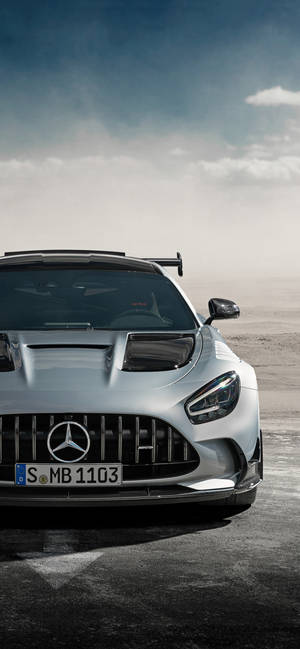 Mercedes AMG IPhone Alb Argintiu — iPhone 14 Fundal
