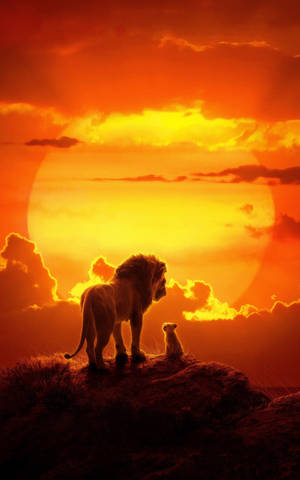 Fond de ecran Regele Leu live Mufasa și Simba apus. — Galaxy Tab S9 Ultra Fundal