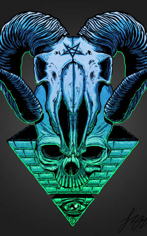 Wallpaper craniu Illuminati în piramidă inversată pe fundal negru — Galaxy Tab S10 Ultra Fundal