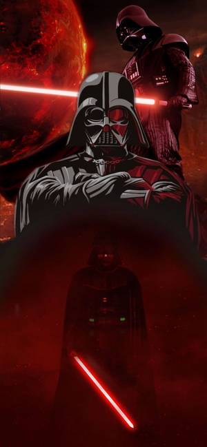 Wallpaper 2D Star Wars Darth Vader artwork mixat. — iPhone 14 Fundal