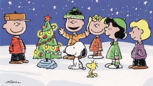Wallpaper Snoopy Brad de Crăciun Ornamentat — Snoopy de crăciun Fundal
