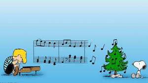 Snoopy Crăciun Note Muzicale Fundal — Snoopy de crăciun Fundal