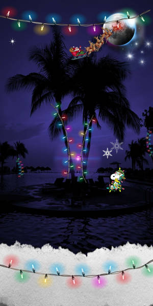 Snoopy Crăciun Tropical Fundal — Snoopy de crăciun Fundal