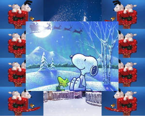 Snoopy Craciun Woodstock Mos Craciun Wallpaper — Snoopy de crăciun Fundal