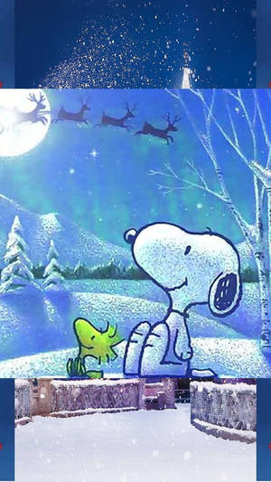 Tapet Snoopy Ren Cerb de Crăciun — Snoopy de crăciun Fundal
