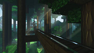 Minecraft forest sunbeam HD wallpaper