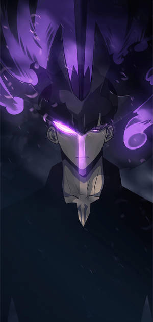 Solo Leveling Jin-Woo purple power wallpaper — iPhone 14 Plus Fundal