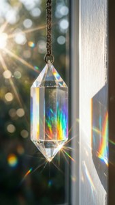 O prismă de cristal creează o lumină colorată de curcubeu pe un perete — iPhone 8 Fundal