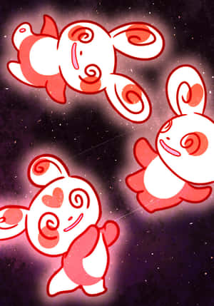 Spinda roz stralucitor — Pokemon drăguț Fundal