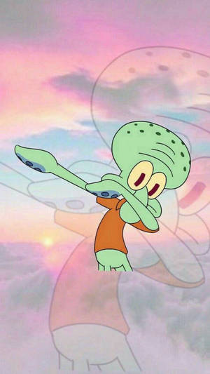 Tapet Amuzant Estetic cu Squidward Dabbing — Amuzant estetic Fundal