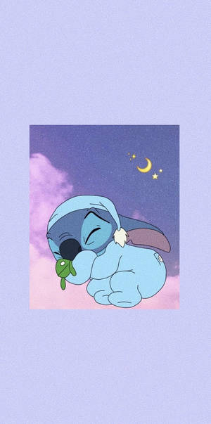 Stitch estetic din desen animat dormind pe cer — Estetic desen animat Fundal