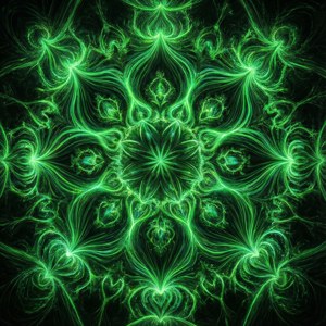Un model fractal complicat, de culoare verde neon, cu detalii simetrice strălucitoare. — Verde neon Fundal