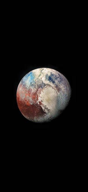 Fond de ecran AMOLED cu planeta Pluto pe un fundal negru. — iPhone 12 Fundal