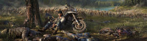Wallpaper Days Gone Atac Zombi în Câmp — 3840x1080 Fundal
