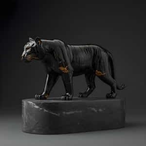 Tigru,Estetică tigru,Negru,Auriu,Negru și auriu,Sculptură,Statuie,Lux,Marmură,Artă,Modern,Artă modernă,Elegant,Întunecat,Estetică întunecată,Minimalist,Animal,Auriu,Maiestuos,Design
