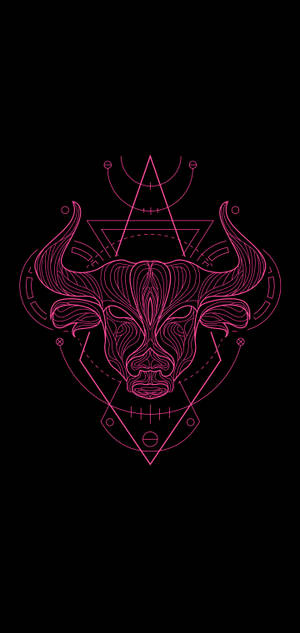 Taurus Zodiac Pink Line Work Wallpaper — iPhone 16 Fundal