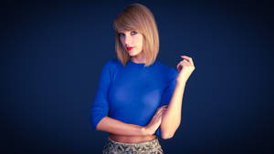 Taylor Swift minimalist pe fundal albastru – fotografie copertă