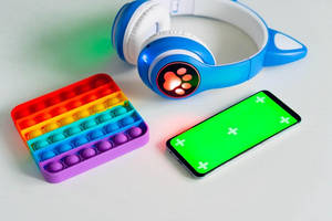 Accesorii colorate ecran verde — Estetic telefon Fundal