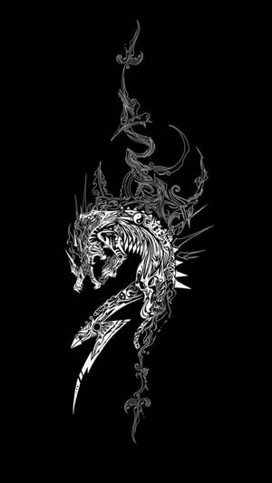 Temă întunecată dragon alb-negru cu fum — Tema întunecată Fundal