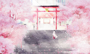 Templu Noragami roz estetic anime — Roz anime estetic Fundal