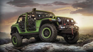 Thar verde 4K Jeep — Mașină 4K GIF Fundal