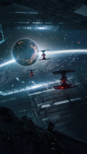 Tie Fighters Spațiu 4k Telefon — Spațiu cosmic GIF Fundal