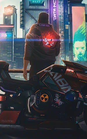 Tip cu Jachetă în Cyberpunk pentru Android — Galaxy Tab Active5 Fundal