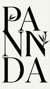 Tapet tipografic minimalist cu textul 'PANDA' și o frunză de bambus. — iPhone Se Fundal